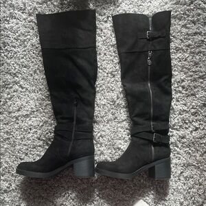 G by Guess Black Over the Knee Boots with Buckle